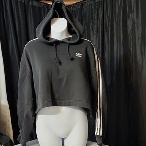 Adidas Black Hoodie with White Stripes